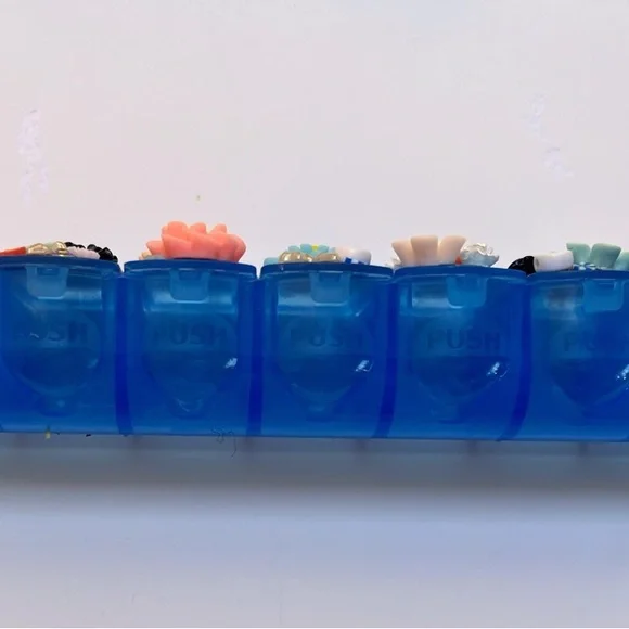 Hand Crafted Floral Weekly Pill Organizer - Blue, Orange, Yellow - Picture 4 of 5